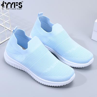 Women's Summer Flying Woven Breathable Single Shoes Lightweight Soft Sole Shoes Mesh Sports Shoes