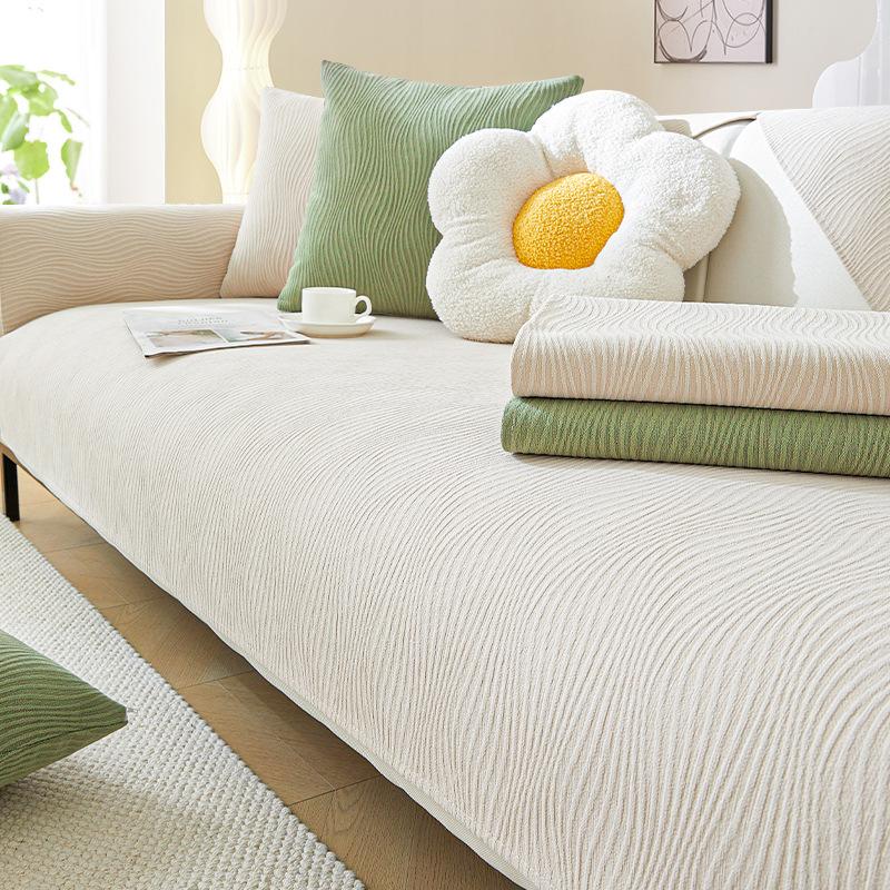 Sofa Cover Chenille Anti Cat Scratch No Pilling Solid Color Universal for All Seasons Sofa Covers for Living Room