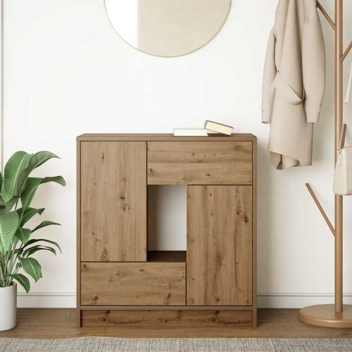 VidaXL Buffet avec tiroirs et portes chêne artisanal 70,5x34x74,5 cm, meuble de rangement, armoire de buffet, meuble 861849