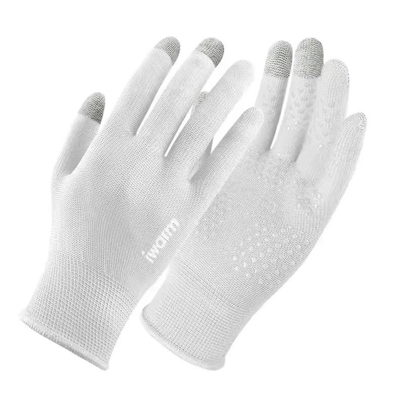 Summer Thin Breathable Gloves Spun Inner Silicone Anti Slip Suitable for Outdoor Sports Running Fitness Knitting Finger Gloves