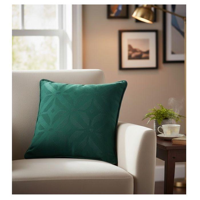 Coussin - EDEN - Majestic - 40 x 40 cm - Passepoil - Vert jacquard
