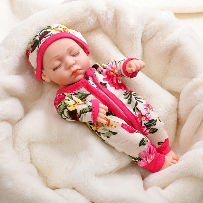 Mini 11-inch Reborn Doll with Closed Eyes, Simulation Baby Doll for Little Girls, Early Education Sleeping Doll