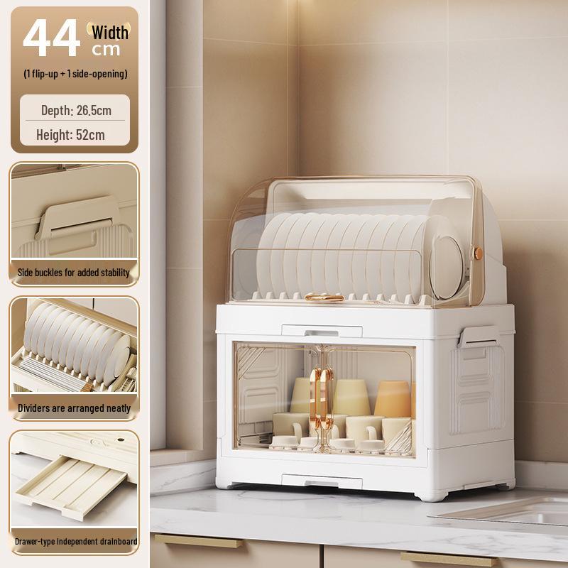 Kitchen Storage Rack for Bowls, Plates, and Chopsticks with Draining Tray