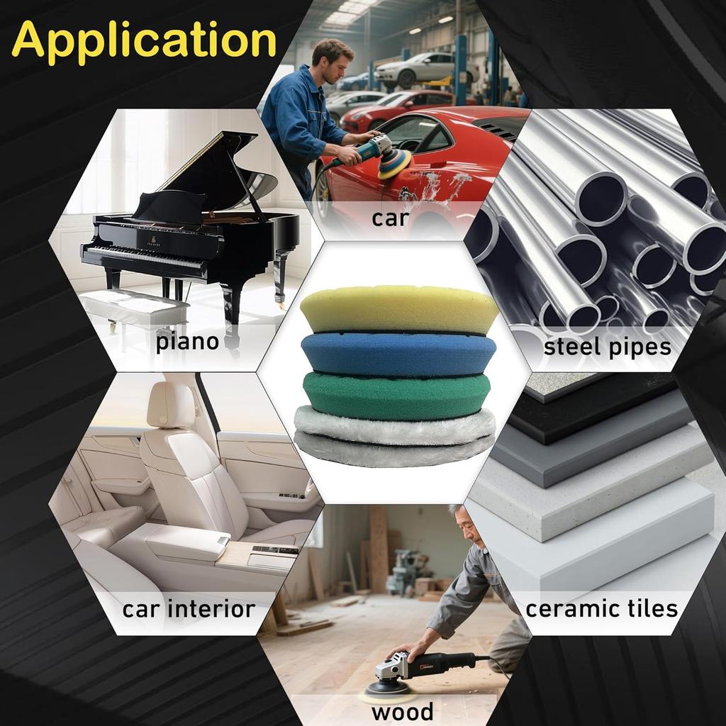 5 Pack 6 Inch Polishing Pads Heavy Duty Orbital Polishing Pads For Painted Surfaces Hook And Loop Foam Buffer Pad Set, Fits 5.5" Backing Plate