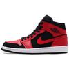 Air Jordan 1 Mid 'Bred' (Unisex) Black / Gym Red-White Vintage Basketball Shoes 554724 054