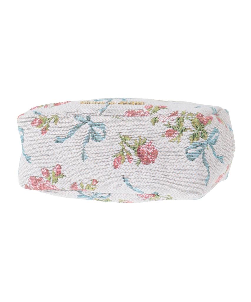 de Rose Ribbon Pattern Gobelin Pouch [Maison Fleur] - Women's Off-White