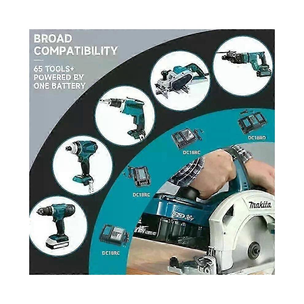 (6.0Ah 2uds) 100% Makita 6ah Makita 18v Batería Bl1830b Bl1850b Bl1850 Bl1840 Bl1860 Bl1815 Batería de Litio de Repuesto-fj