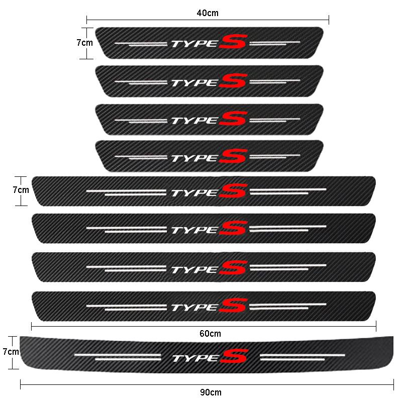 Car Door Sill Trunk Bumper Pedal Anti Scratch Decal Sticker Cover Protector Waterproof For Honda Civic Type R Type S TypeR TypeS