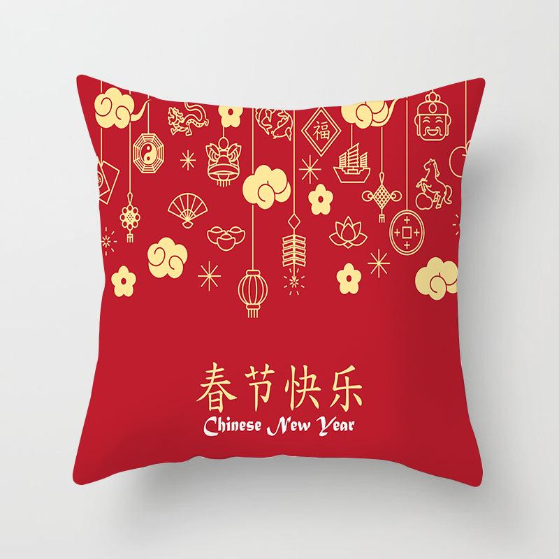 Neujahr und Frühlingsfest Mode und Festlicher Kissenbezug Rot Festlich Neujahrs-Kissenbezug