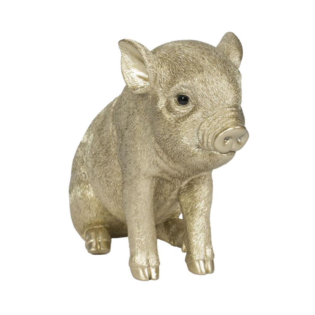 Ubia Sitting Golden Pig 19 x x 15 cm Doll Figurine Ornament Animal Garden Decor Pig (Medium) 8.3 H12254-12