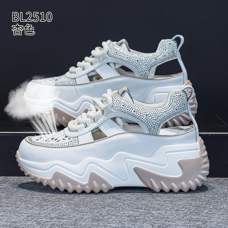 Leather platform dad shoes summer new comfortable hollow breathable sports and leisure sandals