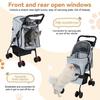 4 Wheels Pet Stroller, Foldable Cat And Dog Stroller with Mesh Windows, Cup Holder, Storage Basket, Breathable Pet Strolling Cart Holds Up To 22lbs