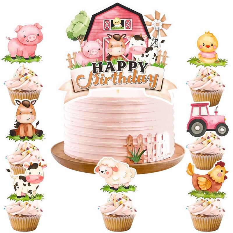 Jungle Animal Happy Birthday Cake Toppers Birthday Cake Decorations for Animal Theme Jungle Birthday Baby Shower Party Supplies