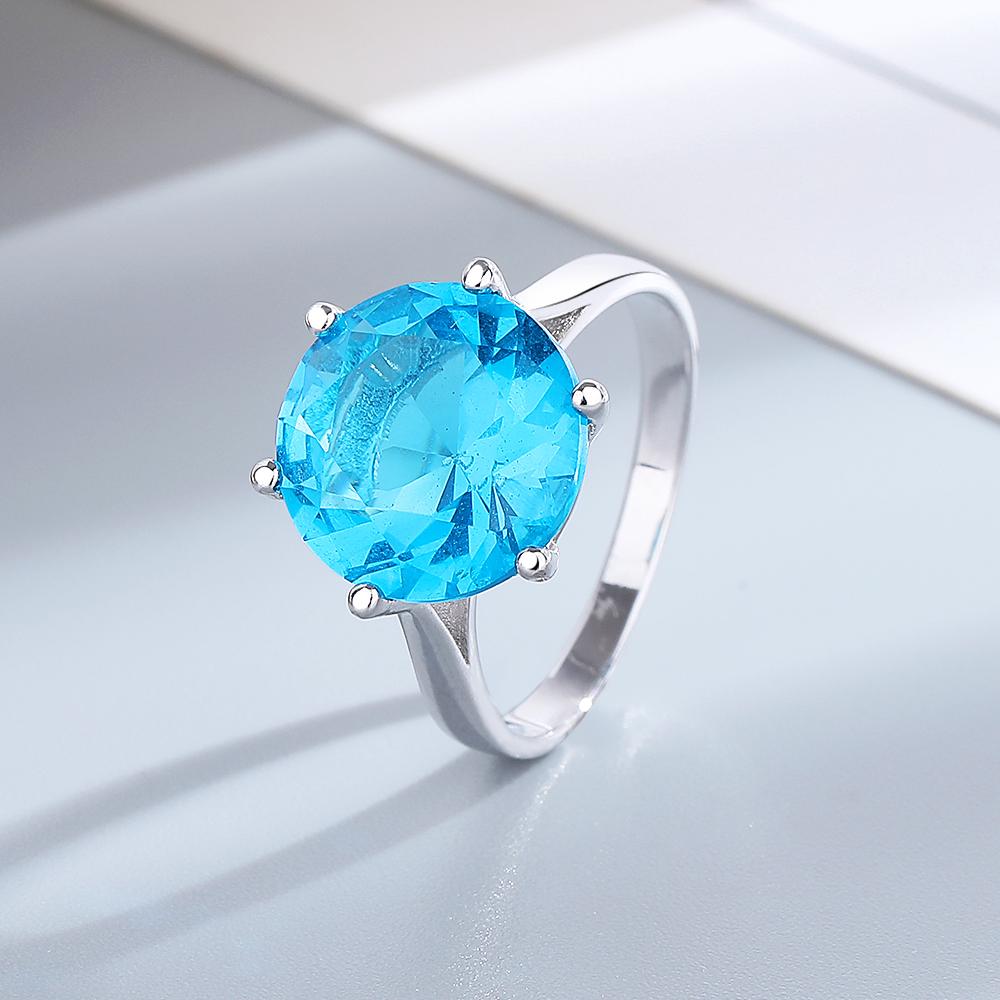 Women's Jewelry  CopperRings Sapphire Blue Zircon Oval Wedding Ring For Women Girls Party