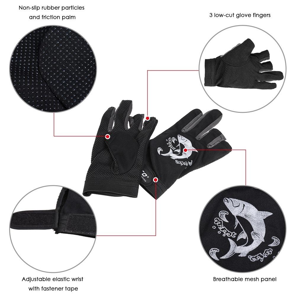 2 Pairs Anti-Slip Fishing Gloves Fingerless Outdoor Sports Gloves Fishing Hand Glove  for Men