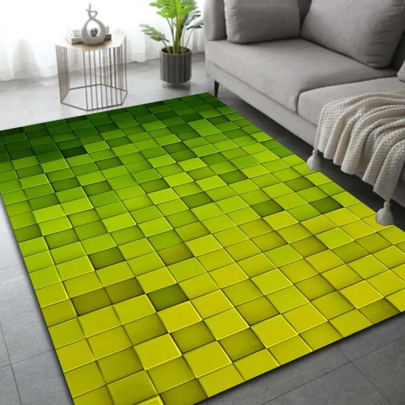 3D Block Bereichsteppich Große Größe Teppich Rutschfest Kinder Spiel Fußmatte Bodenmatte für Wohnzimmer Schlafzimmer Küche Heimdekoration