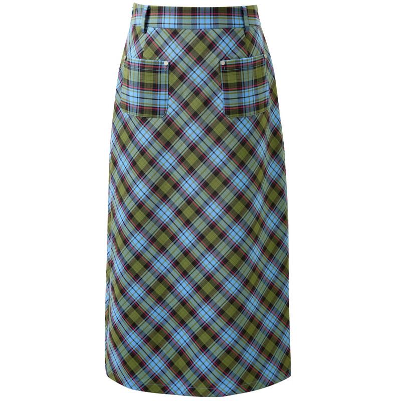 Sancai Women's Plaid Slit Midi Skirt