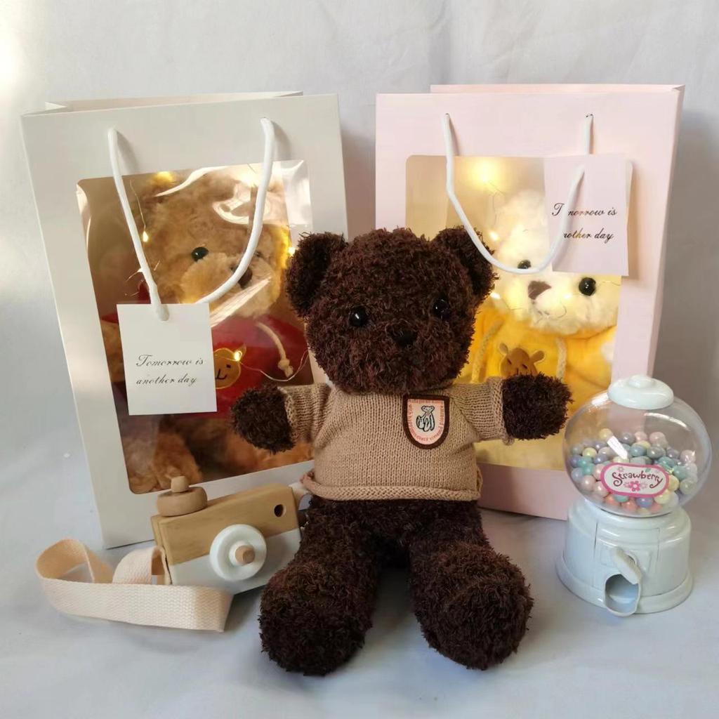 Umarmender Panda Teddybär mit Kleidung - Niedliche Plüschtierpuppe für Kinder