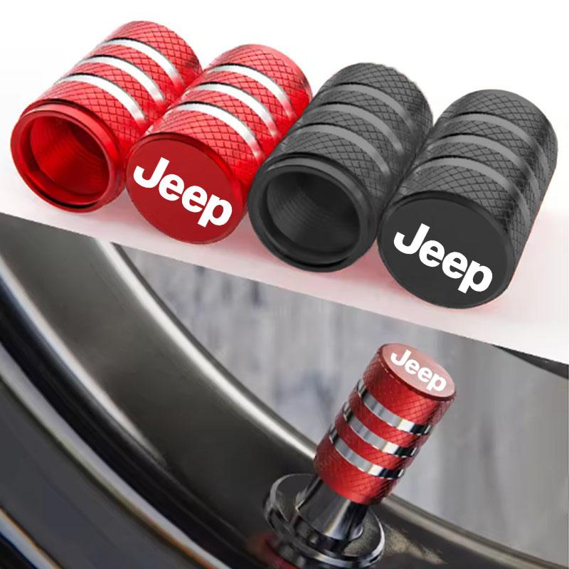 Car Tire Valve Stem Caps Aluminum Alloy Knurling Style Wheel Caps Sticker For Jeep TRAILHAWK COMMANDER LIBERTY Wrangler Lanyard AKV1