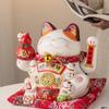 34cm Large Ceramic Maneki Neko Ornament Lucky Cat Statue Waving Arm Beckoning Fortune Cat Store Company Decoration Gift