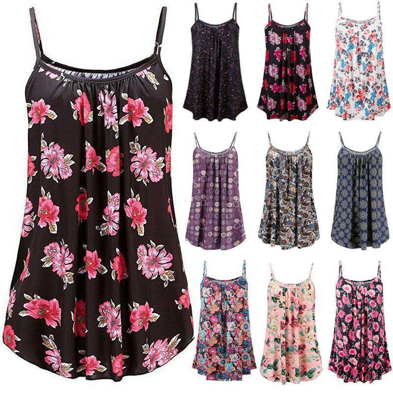 Elegant Women's Summer Strappy Tops Cami Dress In Floral Print For Beach Outings