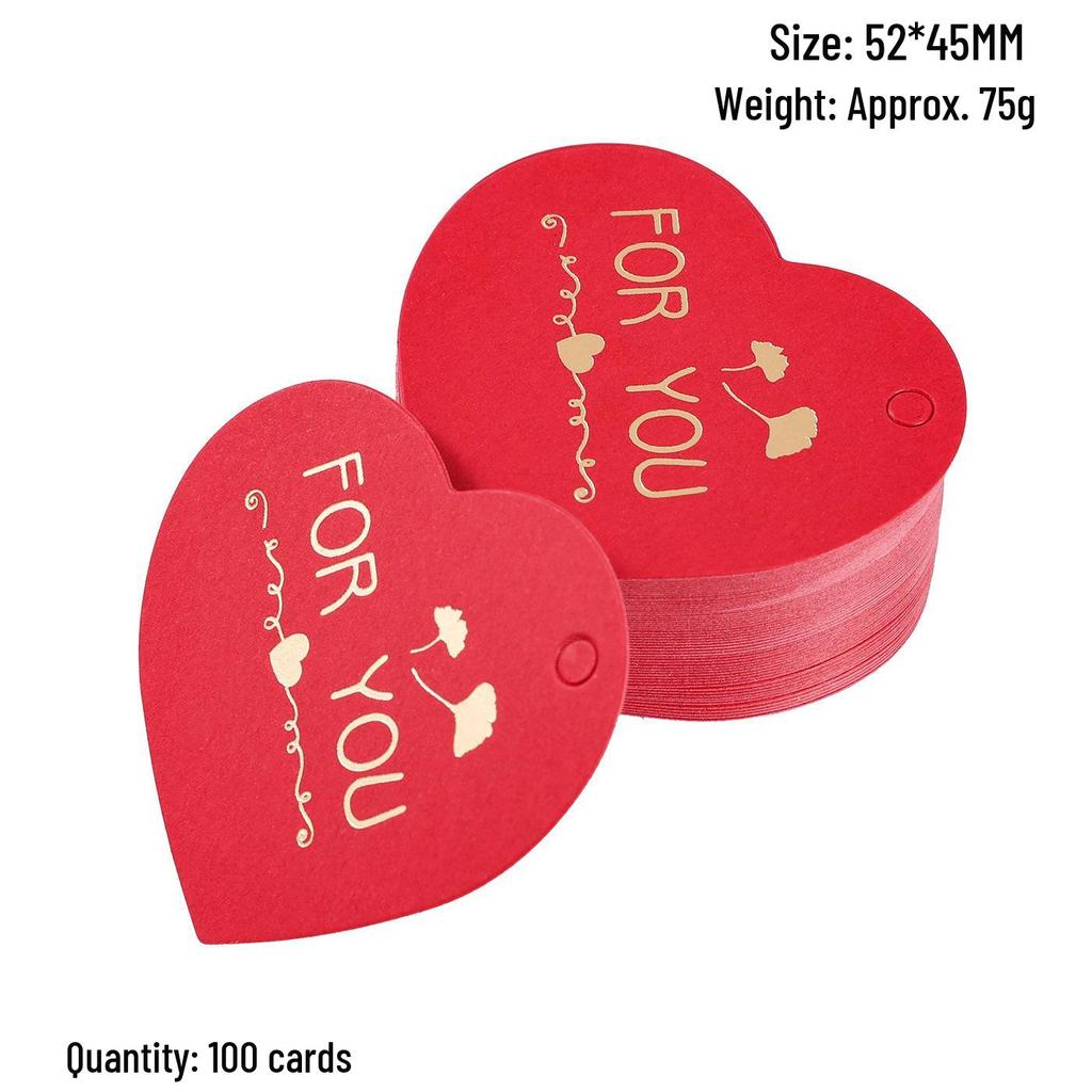 Heart-Shaped Cowhide Paper Blank Tag - Valentine's Day Red Label