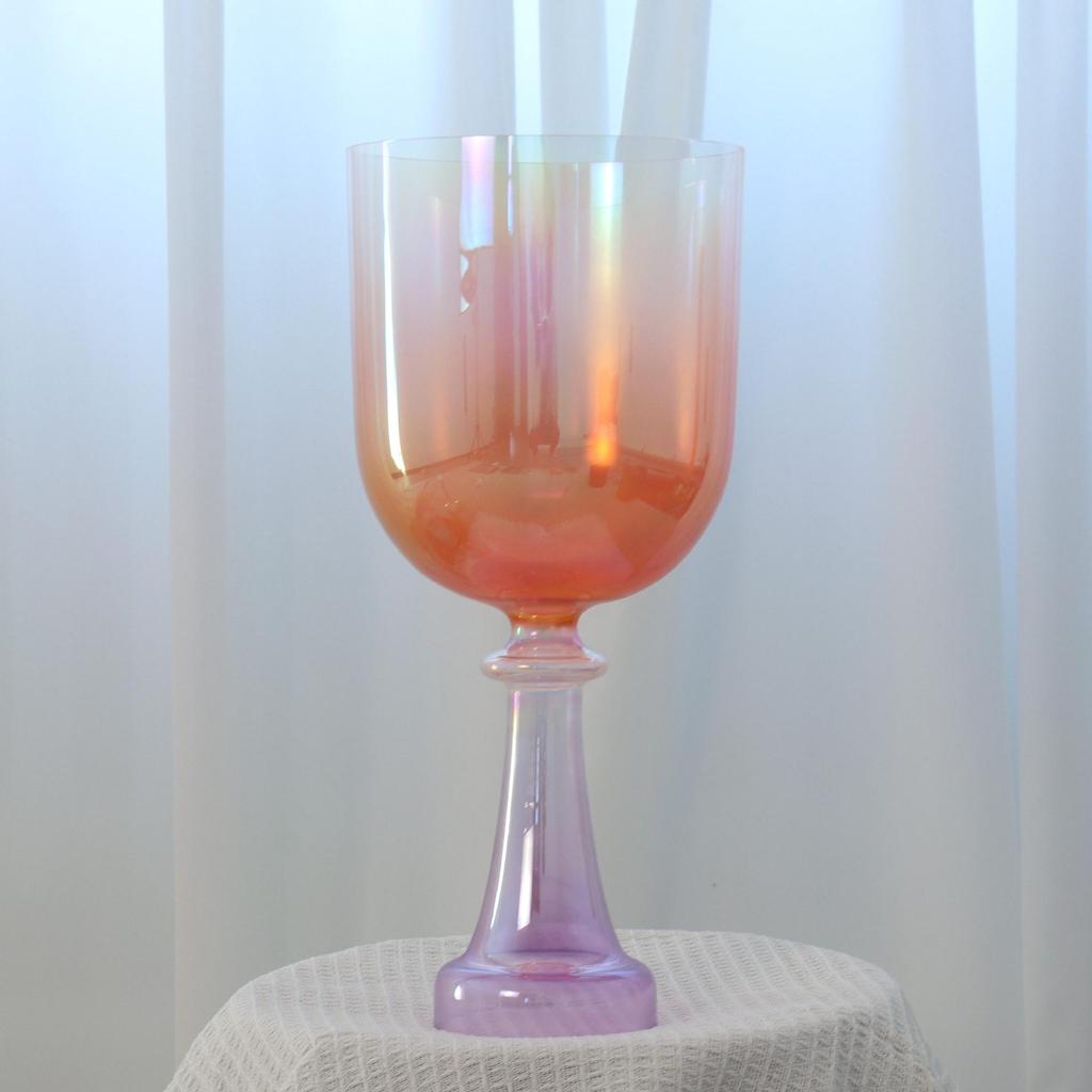 Orange-Purple Gradient Holy Grail Crystal Singing Bowl: Healing Music Instrument for Yoga and White Noise Therapy.
