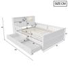 Wooden Bed 90 x 190 cm, USB and Type-C Combo Socket, LED Light, Headboard with Storage Function, Children's Bed, Multifunctional Bed, Pine Wood, White