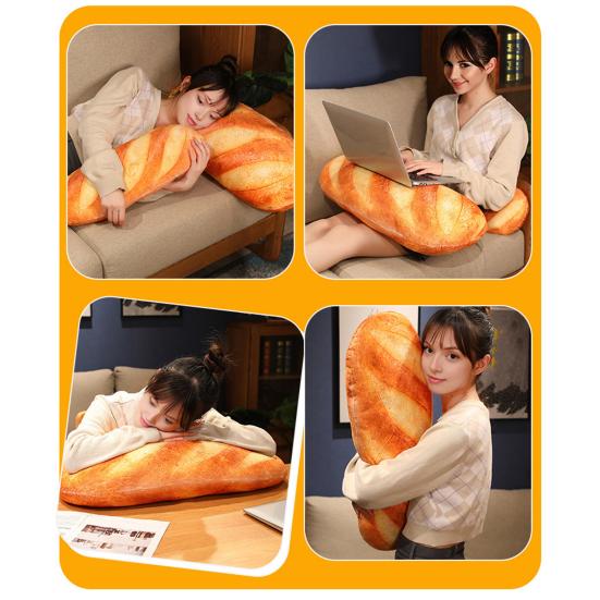 Bread Pillow Soft Plush Bread Cushion with Realistic Baked Bread Design Elastic PP Cotton Filled Sofa Pillow Hugging Sofa Decor