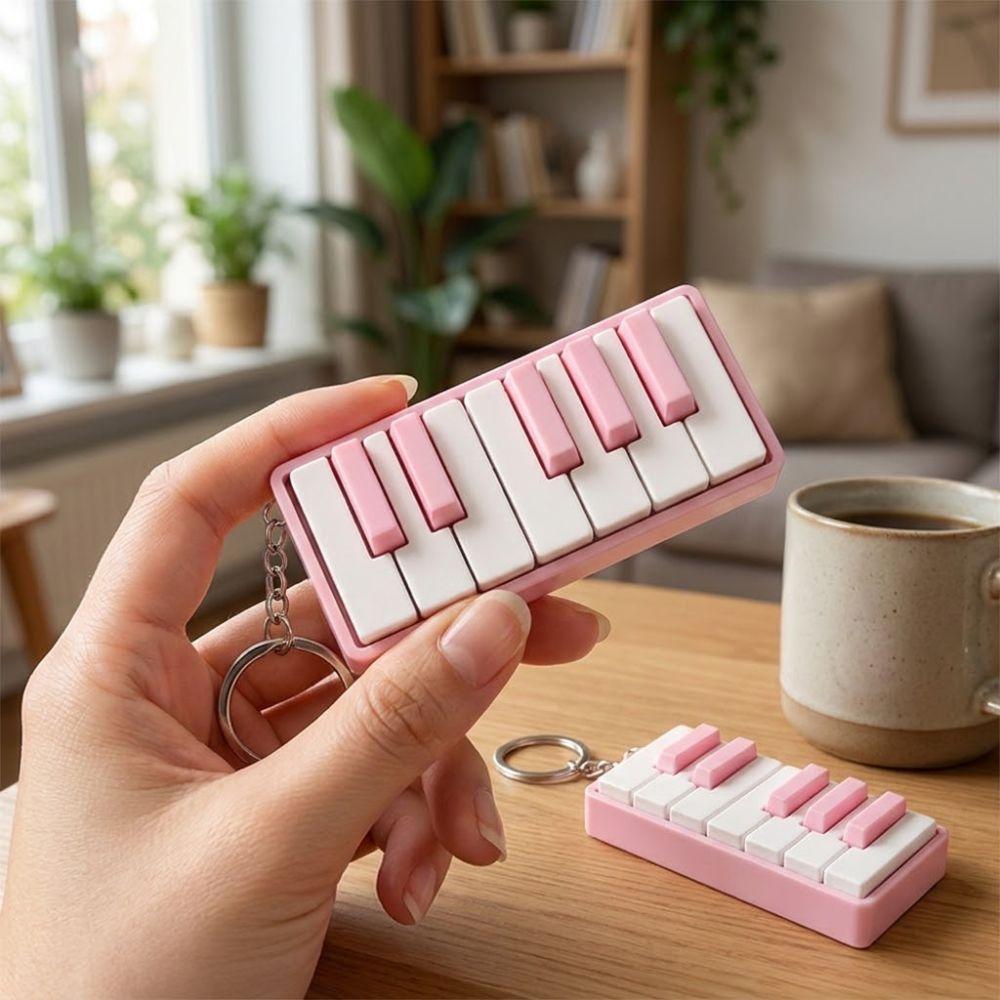 Novelty Piano Stress Clicker Keychain 3D Printed Piano Key Fidget Figurine Gift for Music Lovers