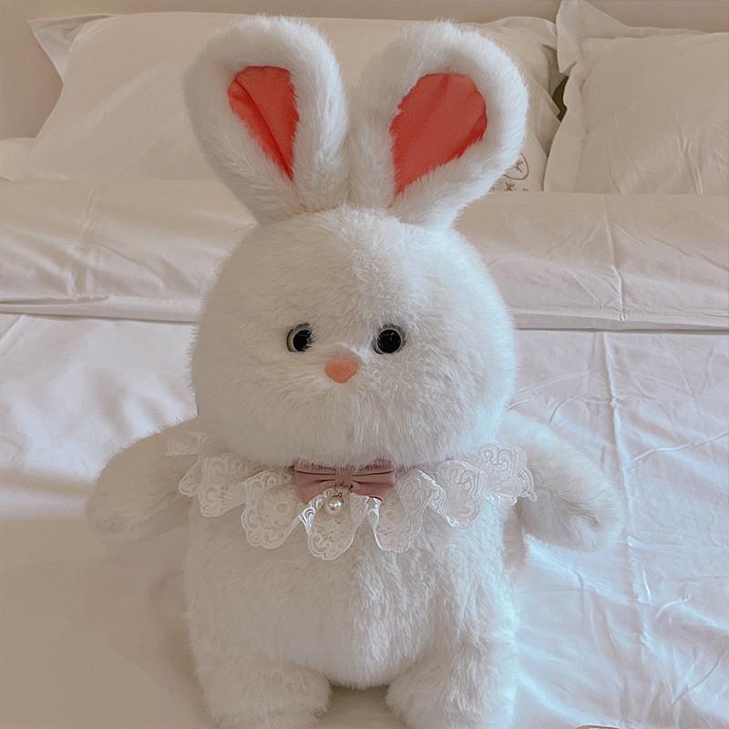 With Bear Rabbit Bib Plush Toy Backpack Stuffed Doll Cartoon Gift Decoration