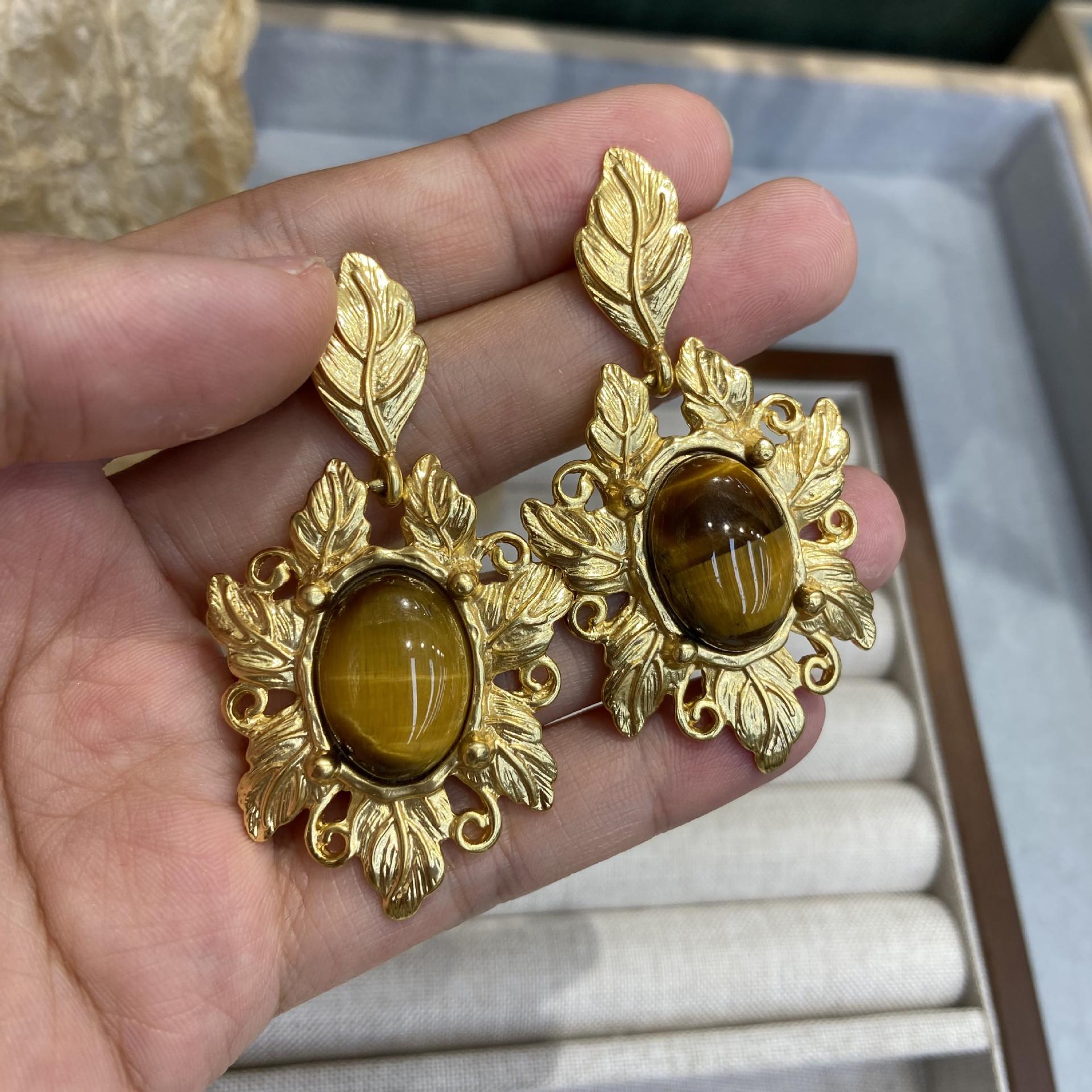 

Винтажные французские элегантные серьги-цветы из натурального камня - серебро 925 пробы, ретро-стиль для женщин