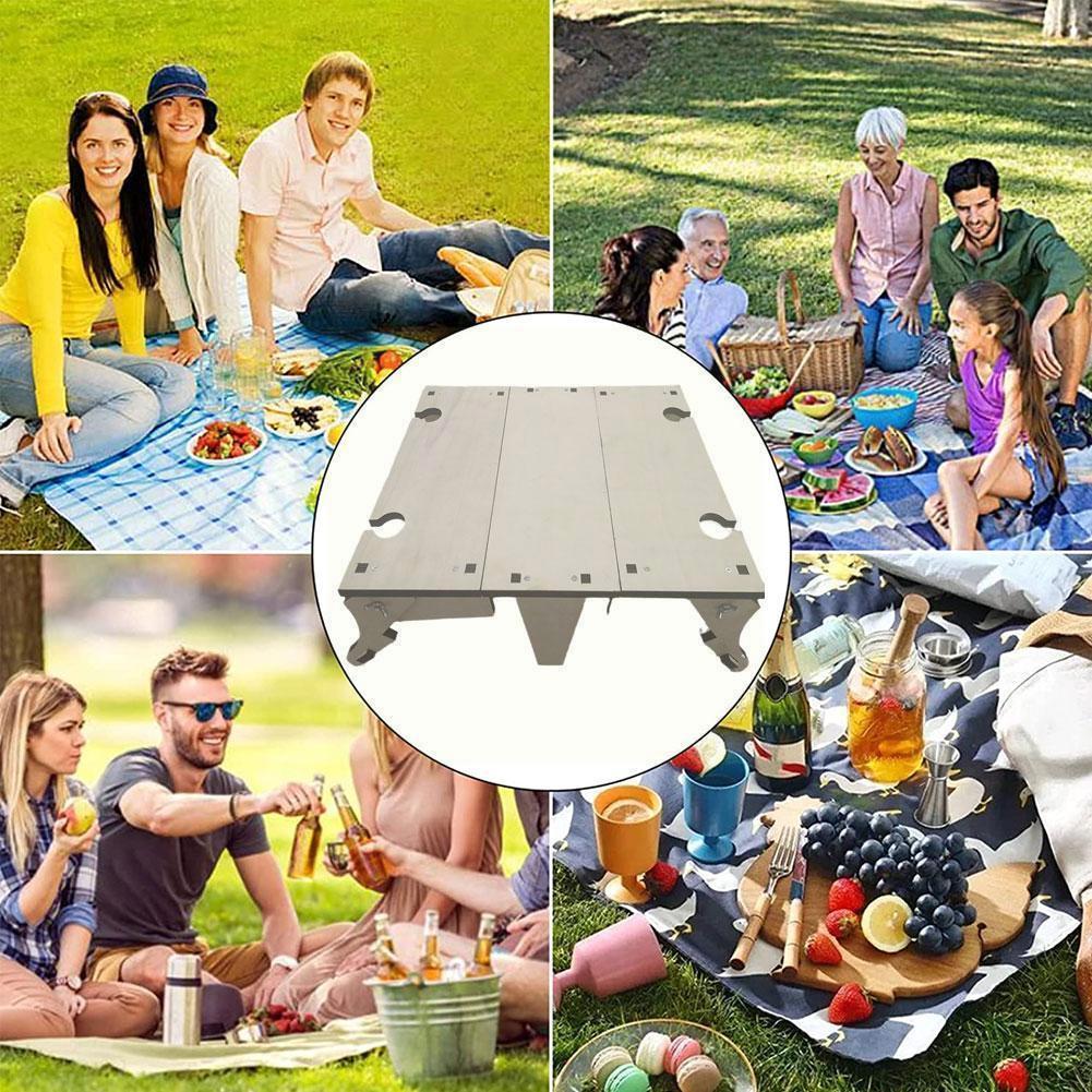 Portable Wine Glass Racks Folding Wooden Picnic Table Collapsible Wine