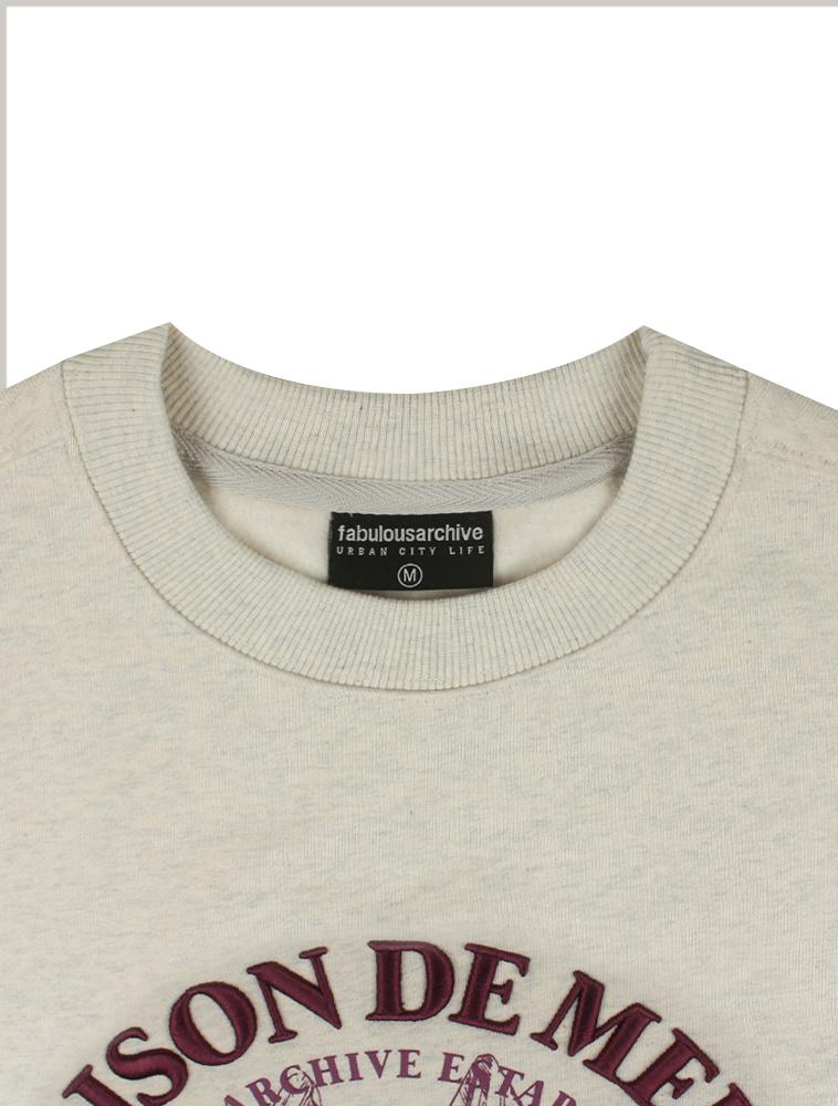 LA MAISON STUDIO [Fleece Lined] Women'S Crop Le Liss Foamed Embossed Embroidery Sweatshirt Violet (Fcb4Ts360W)