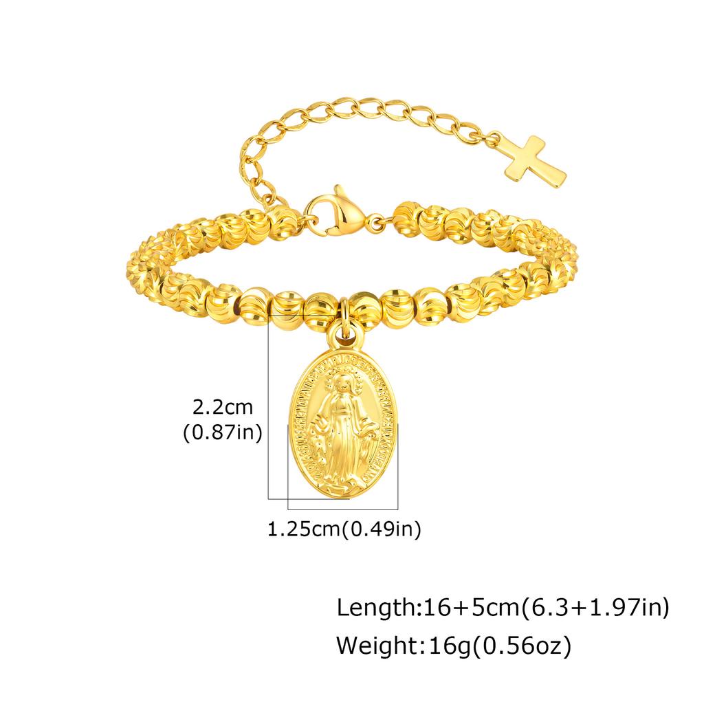 Braccialetto del Rosario per Donna Cattolica Medaglia di San Giuseppe e della Vergine Maria Gioielli Impermeabile Ipoallergenico Regalo Religioso per Battesimo