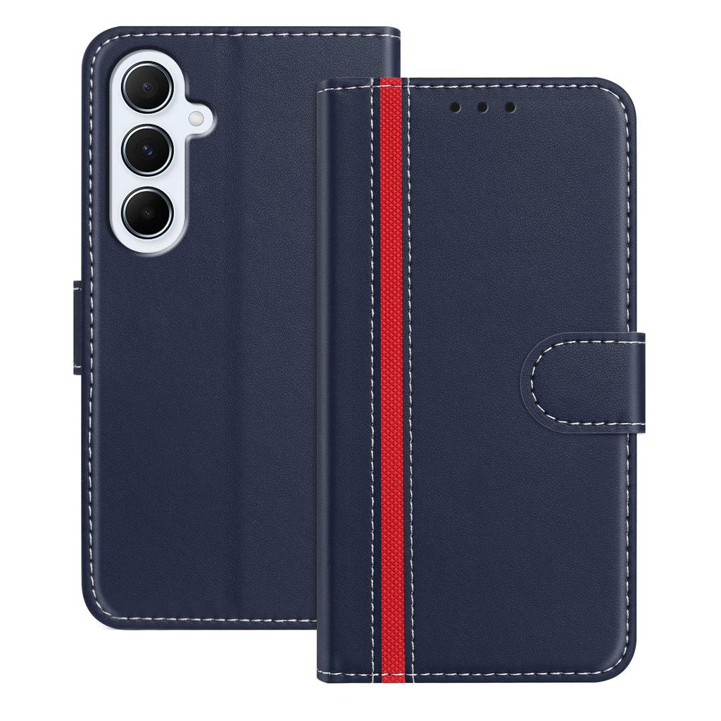For Samsung Galaxy A17 Phone Cases Wallet Stand Color Splicing Leather Cover with Magnetic Clasp