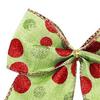 12 Pcs Red Green Dot Christmas Bow Rustic Burlap Bow with Green Furry Hair And Santa Hat for Xmas DIY Crafts Party Decoration