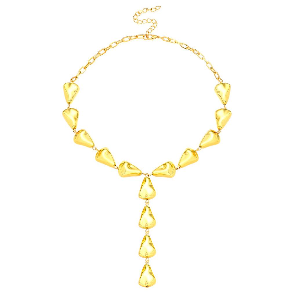 Cross-border Fashion Y-shaped Tassel Necklace with Water Drop and Irregular Baroque Beads