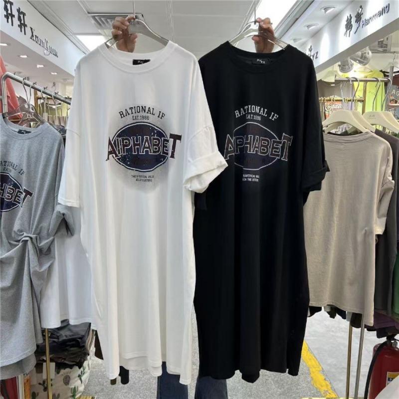 

Женское повседневное платье-футболка с круглым вырезом и короткими рукавами, свободное платье больших размеров средней длины, выше колена, летнее платье 4XL чёрный