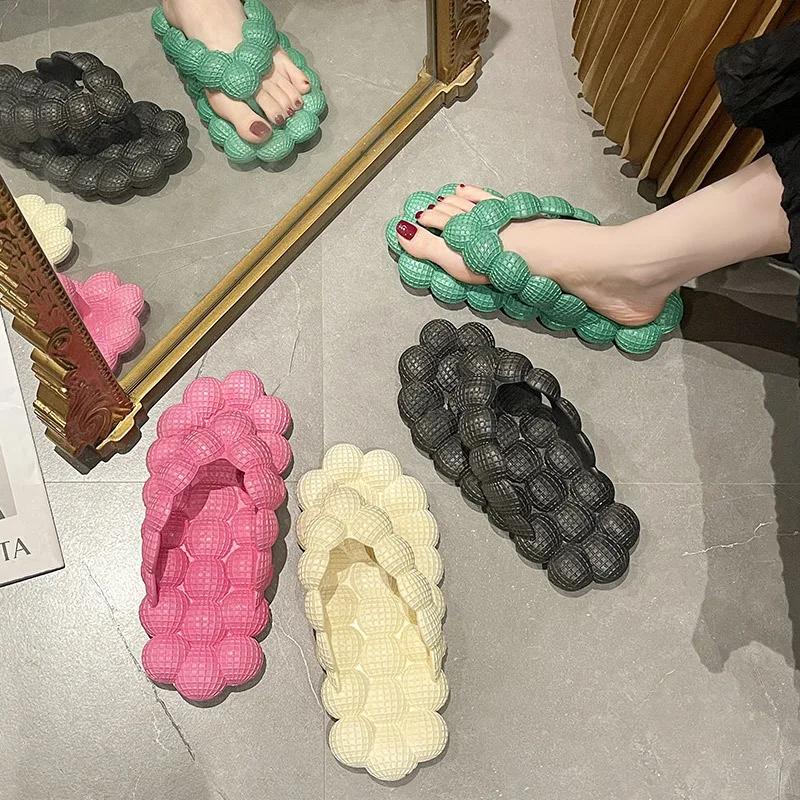 Fashion Women Bubble Slippers Leisure Eva Massage Bottom Flip Flops Super Soft Women's Sandals Non-Slip Beach Slides 2024