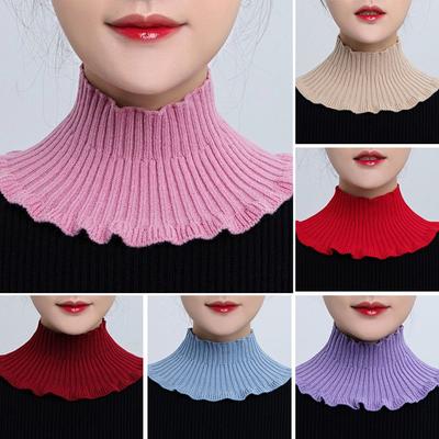 Winter Abnehmbar Winddicht Mit Holzohren Gestrickter Falscher Kragen Rollkragen Schal Nackenschutz
