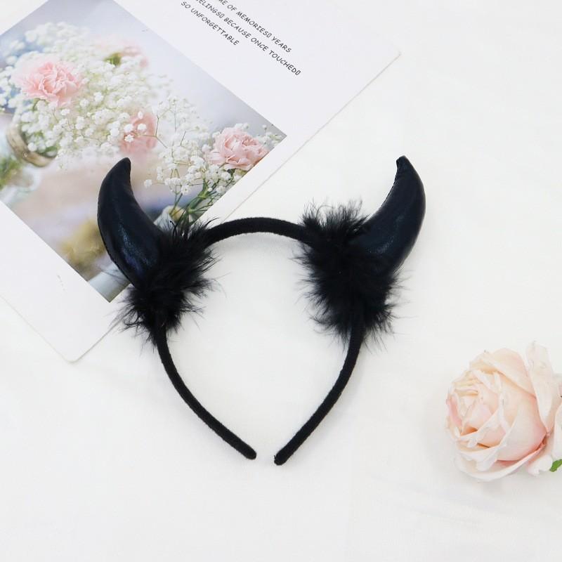 Princess Halloween Lace Devil Costume Headband With Horns For Cosplay And Party