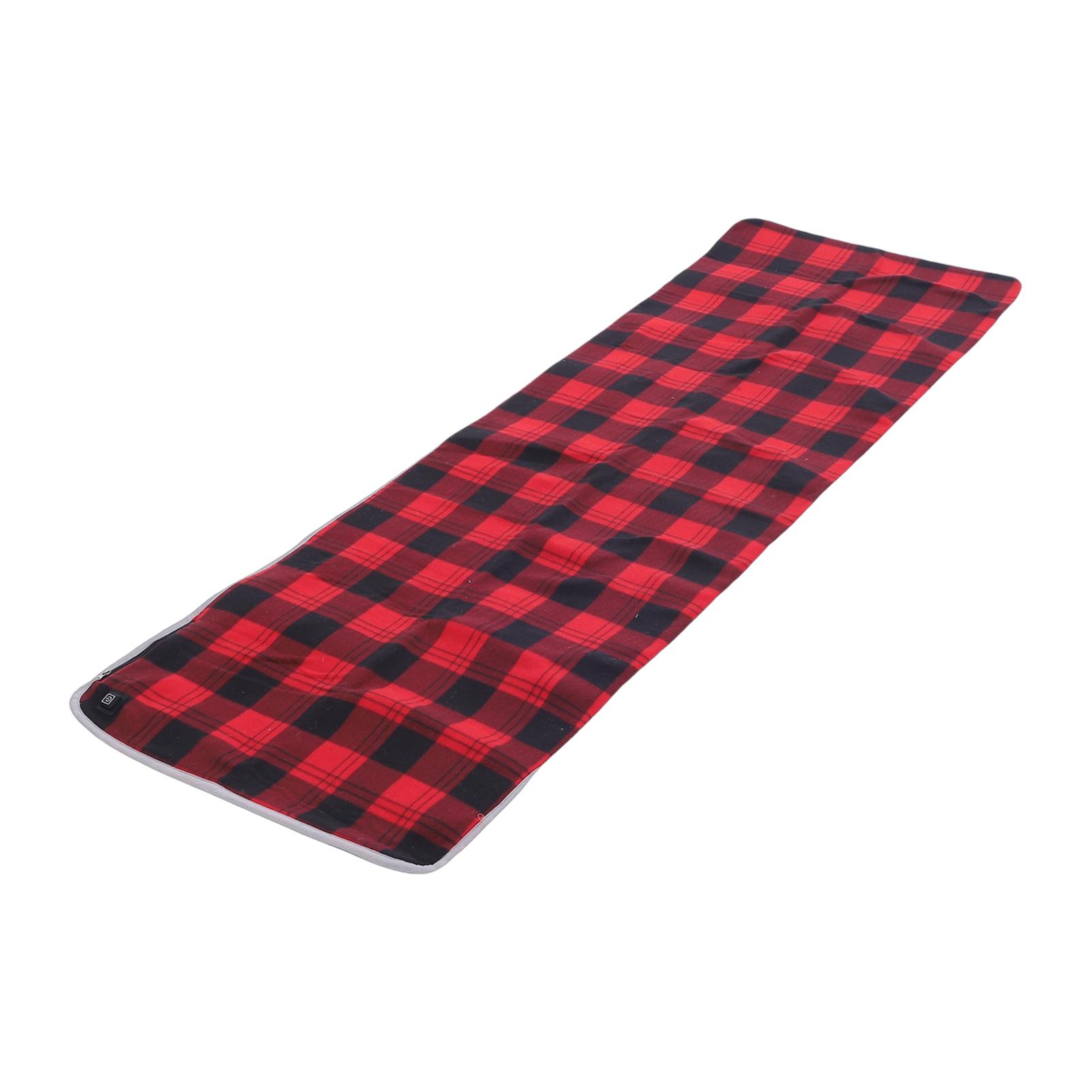 Shoemst Red Heated Sleeping Bag Pad Plaid Usb Power Supply Sleeping Bag Liner With 5 Heating Zones 3 Temperature Levels For Camping