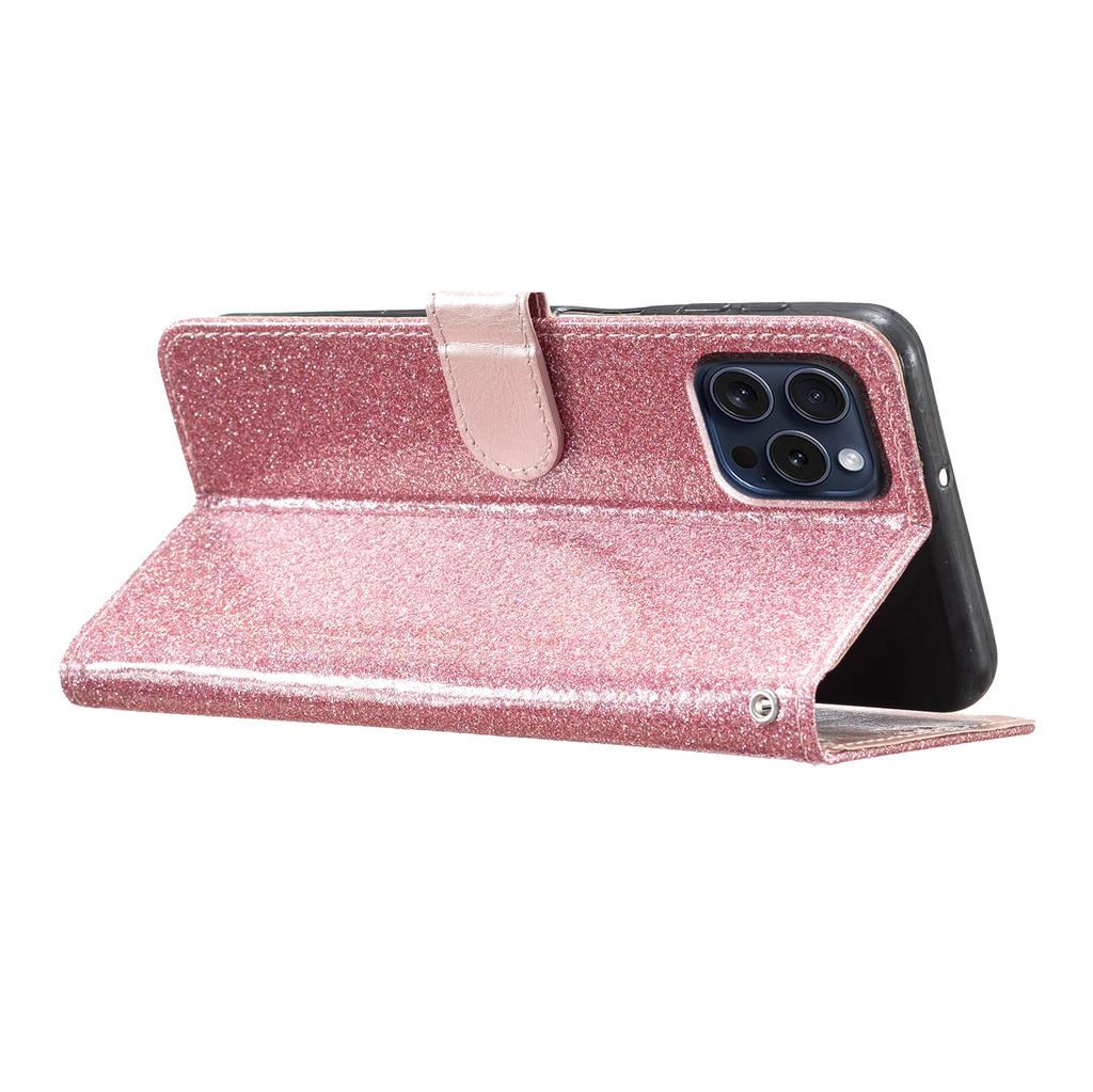 For iPhone 16 Pro Case Glitter PU Leather Wallet Card Slots Phone Cover