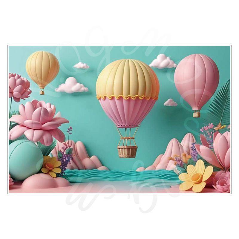Balloon Cartoon Background Fabric for Pet Children's Birthday Party Decoration Wall Fabric, Photography and Photo-taking Background Fabric