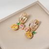 1 Pair Cute Lemon with Heart Shape Zirconia Dangle Earrings for Women Earring Jewelry Party Accessories