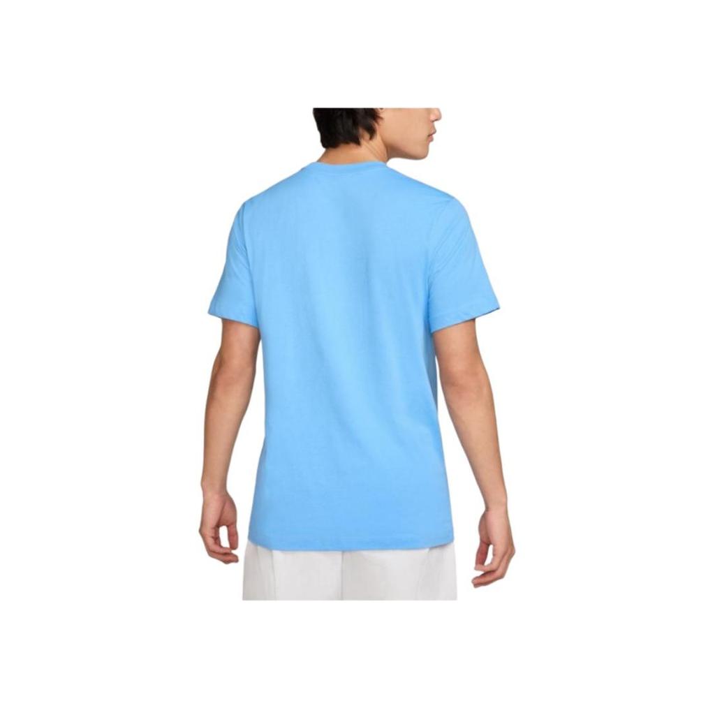 Nike Logo Print Crew Neck Short Sleeve T-Shirt Men Tops Blue AR5005-412