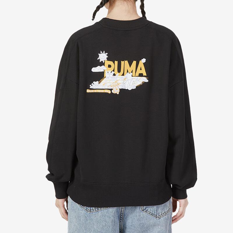 Puma Classics Joy Graphic Crew Sweatshirt Women Sweatshirts Black 539955-01