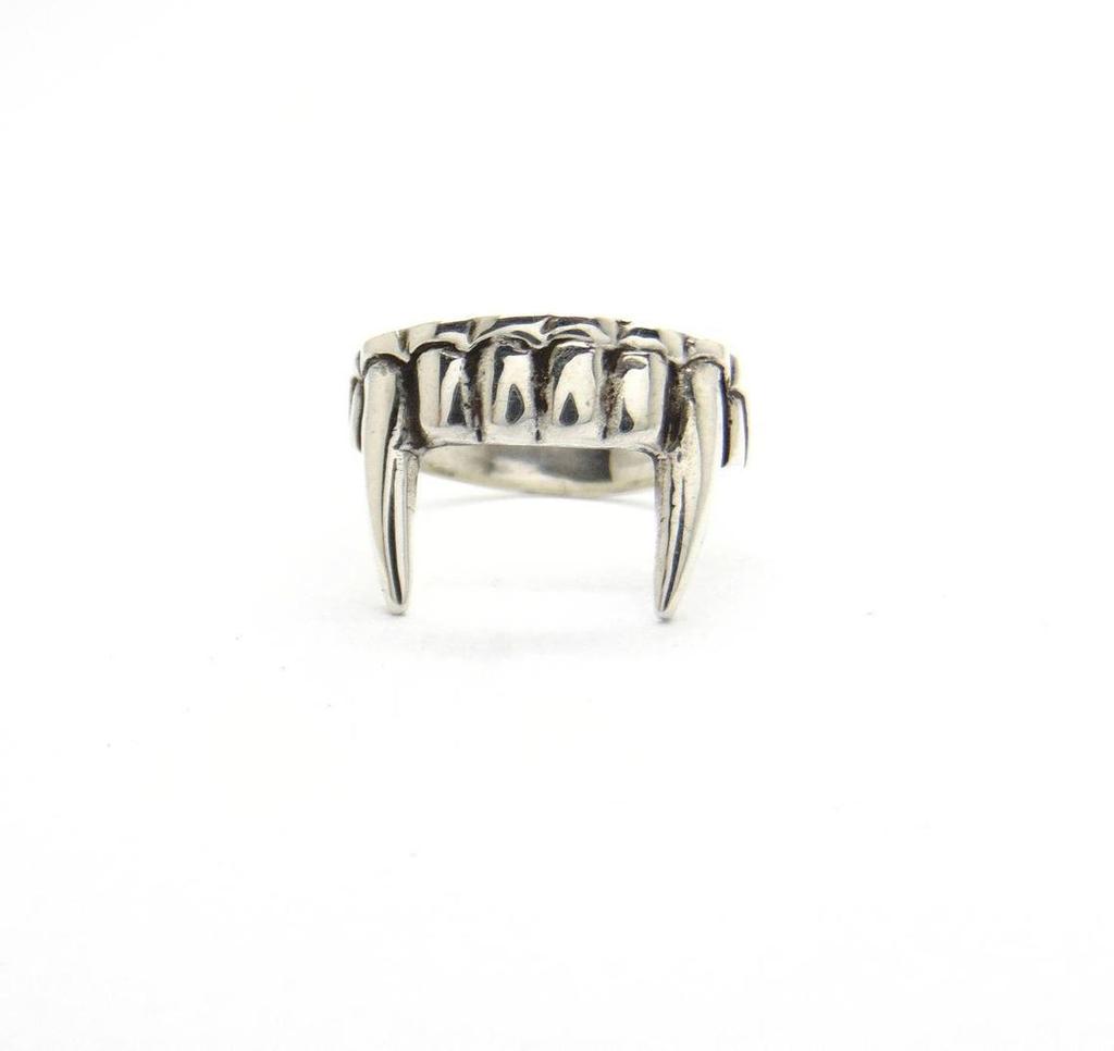 Bague Ouverte Antique Couleur Argent Dents de Vampire Pour Femmes Hommes Rétro Créatif Hiphop Réglable Anneaux Bijoux de Fête Punk A965