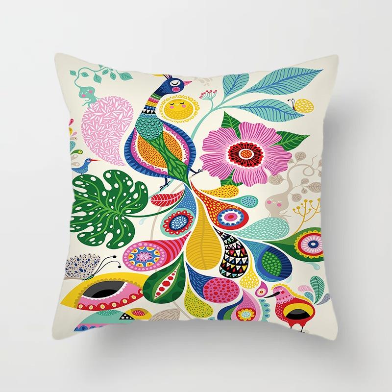 Juste de coussin colorée peinte d'art du monde, taie d'oreiller de luxe, décoration de bureau, décoration de la maison